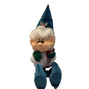 Vintage Gnomin Originals K&K Artistry Christmas Gnome Gold Bow Doll Sculpture 21